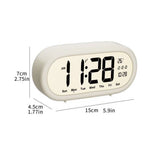 High definition LCD alarm clock, large volume, self regulating intelligent alarm clock, temperature, calendar, time management(White)