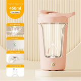 Electric Protein Shaker Bottle, BPA Free, USB Rechargeable Protein Shake Mixer, Portable Mixer Cup Auto Mixing Mug for Protein Shakes and Coffee,  (Pink 450ML)