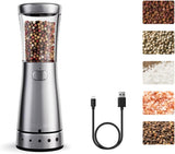Fully automatic pepper grinder -5 adjustable gear pepper grinder, kitchen stainless steel salt grinder Charging seasoning grinder
