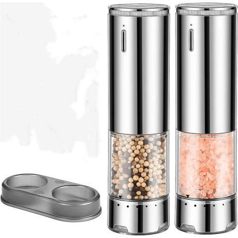 2 pack Electric Salt and Pepper Grinder Set Automatic Refillable Salt and Pepper Grinders with LED Light Pepper Grinder Kitchen Gadgets Adjustable Coarseness,One Handed Operation, Large Capacity In Australia - Darrahopens
