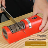 Electric Knife Sharpener, Professional Kitchen Knife Sharpener for Home Use, of Coarse Sharpening & Fine Polishing, Dust Collection Box for Easy Cleaning