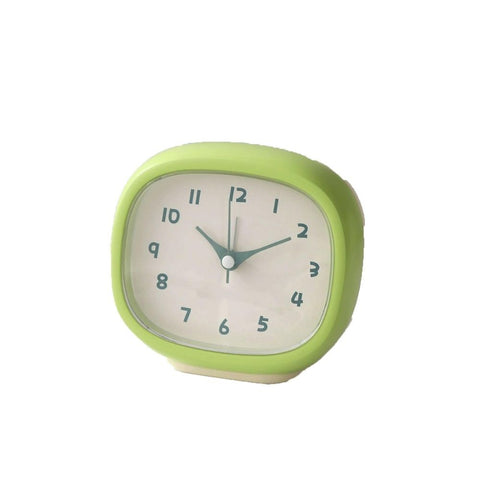 Cute Mini Clock Aesthetic Small Silent Bedside Desk Clock Battery Operated Non-Ticking Shelf Clocks for Décor Livingroom Bedroom Kitchen Desktop Gift Clock(green,Battery not included)