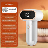 Fabric Shaver Lint Removers Rechargeable Sweater Shaver with Dual Head & LCD Display for Clothes Couch Pilling Furniture, 8-Leaf Blades Defuzzer, White