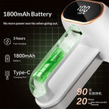Fabric Shaver Lint Removers Rechargeable Sweater Shaver with Dual Head & LCD Display for Clothes Couch Pilling Furniture, 8-Leaf Blades Defuzzer, White