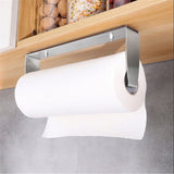 ONE Hand Tear Paper Towel Holder Under Cabinet Adhesive Installation stainless steel Paper Towel Holder (Silver)
