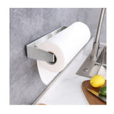 ONE Hand Tear Paper Towel Holder Under Cabinet Adhesive Installation stainless steel Paper Towel Holder (Silver)