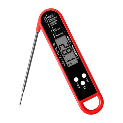 Meat Thermometer Digital for Grilling and Cooking - Waterproof Ultra-Fast Instant Read Food thermometers with Backlight & Calibration for Kitchen, Deep Fry, BBQ, Grill LCD(Red)