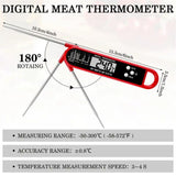 Meat Thermometer Digital for Grilling and Cooking - Waterproof Ultra-Fast Instant Read Food thermometers with Backlight & Calibration for Kitchen, Deep Fry, BBQ, Grill LCD(Red) In Australia - Darrahopens
