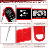 Meat Thermometer Digital for Grilling and Cooking - Waterproof Ultra-Fast Instant Read Food thermometers with Backlight & Calibration for Kitchen, Deep Fry, BBQ, Grill LCD(Red) In Australia - Darrahopens