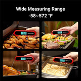 Meat Thermometer Digital for Grilling and Cooking - Waterproof Ultra-Fast Instant Read Food thermometers with Backlight & Calibration for Kitchen, Deep Fry, BBQ, Grill LCD(Red) In Australia - Darrahopens