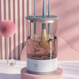 Makeup Brush Cleaner - Electric Makeup Brush Cleaning Machine, Automatic Cosmetics Brush Cleaning Tool & Dryer, Dust-proof Beauty Brushes Organizer, Multi-functional Gift for Women Mom Wife