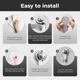 Shower hooks for indoor showers, diamond free detachable towel hooks for bathrooms, heavy-duty suction cup hooks for glass windows, 2-piece set (silver)
