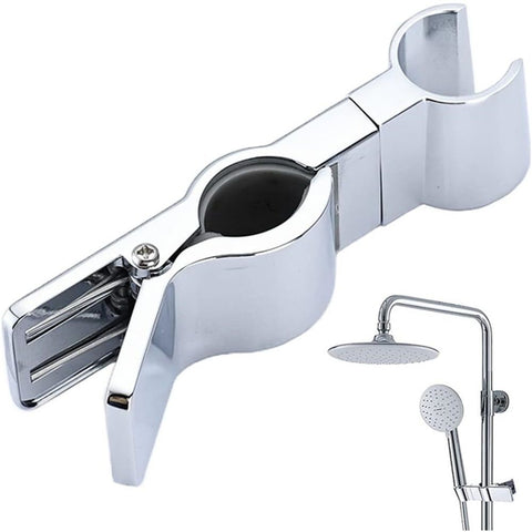 Adjustable Hand Shower Bracket for Slide Bar, Universal  Rail Shower Head Holder Slider Clamp Bathroom Replacement  Degree Rotation Sprayer Holder（Bright Silver）