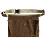 Tool Waist Apron, Heavy Duty Waxed Canvas Tool Belt, Waist Tool Belt with Pockets and 2 Hammer Loops, Adjustable Length（brown）