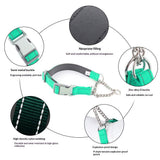 Collar for Dogs No-Pull Adjustable Training Collar with Stainless Steel Chain - Genuine Leather Anti-Slip Design for Small,Medium,Breed Dogs - Green (M)