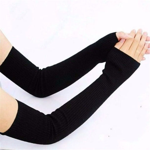 Women's Warm Long Fingerless Gloves Winter Arm WarmerBlend Warm Arm Warmers Super Soft Long Fingerless Gloves for Women（black） In Australia - Darrahopens
