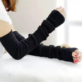 Women's Warm Long Fingerless Gloves Winter Arm WarmerBlend Warm Arm Warmers Super Soft Long Fingerless Gloves for Women（black） In Australia - Darrahopens