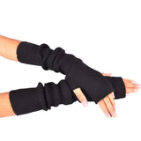 Women's Warm Long Fingerless Gloves Winter Arm WarmerBlend Warm Arm Warmers Super Soft Long Fingerless Gloves for Women（black）