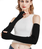 Women's Warm Long Fingerless Gloves Winter Arm WarmerBlend Warm Arm Warmers Super Soft Long Fingerless Gloves for Women（black） In Australia - Darrahopens