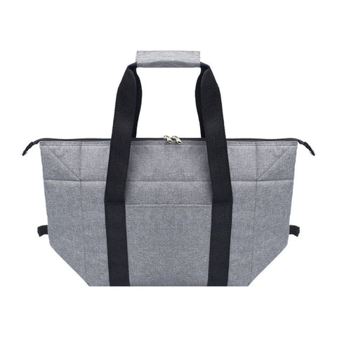 Reusable Insulated Shopping Cooler Bag with Zipper Top for Grocery, Thick Alumimum Foam Tote Thermal Bag for Frozen Cold Hot Foods Transport, large size Grey