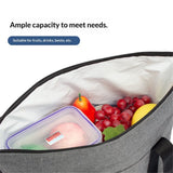 Reusable Insulated Shopping Cooler Bag with Zipper Top for Grocery, Thick Alumimum Foam Tote Thermal Bag for Frozen Cold Hot Foods Transport, large size Grey