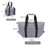 Reusable Insulated Shopping Cooler Bag with Zipper Top for Grocery, Thick Alumimum Foam Tote Thermal Bag for Frozen Cold Hot Foods Transport, large size Grey
