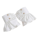 2 pairs Fake sleeve cuffs, lotus leaf layered cuffs, women's detachable fake sleeve cuffs, pleated long sleeved shirt cuffs, gloves（White）