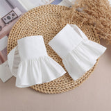 2 pairs Fake sleeve cuffs, lotus leaf layered cuffs, women's detachable fake sleeve cuffs, pleated long sleeved shirt cuffs, gloves（White）