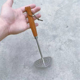 Potato Masher with Wooden Handle, Manual Potato Press for Kitchen Tool, Aluminum Alloy Potato Ricer For Fluffy Mashed Potato