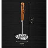 Potato Masher with Wooden Handle, Manual Potato Press for Kitchen Tool, Aluminum Alloy Potato Ricer For Fluffy Mashed Potato