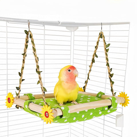 Bird Nest for Cage Parakeets Sleeping Bed Hanging Bird Hammock Parrot Bed Nest Wooden Perch Stand Swing for Lovebird, Small Pets-（square） In Australia - Darrahopens