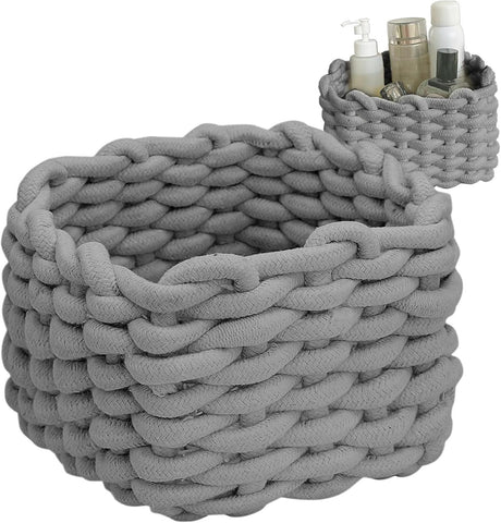 Small Storage Decorative Basket, Cotton Rope Woven Shelf Basket for Little Items, Cute Box Organizer for Baby Room, Nursery, Bedroom,grey In Australia - Darrahopens