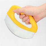 Premium Pizza Cutter Food Chopper-Super Sharp Blade Stainless Steel Pizza Cutter Rocker Slicer with Protective Sheath Multi Function Pizza Knife Kitchen Tools,Dishwasher Safe (yellow)
