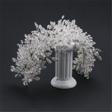 Crystal Wedding Headband Rhinestone Bridal Headpieces Handmade Leaf Wedding Hair Accessories for Brides