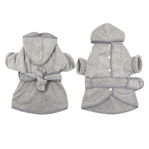 Dog Bathrobe, Microfiber Fast Drying Absorbent Hooded Bath Towel White for Puppy Small Medium Large Dog Cat (S, Gray)
