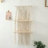 Wall Hanging Shelf Tassel Woven Shelves,Boho Wall Hanging Shelves for Small Plants Photo Frames,Home Living Room Bedroom Balcony Decor In Australia - Darrahopens