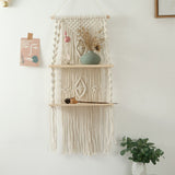 Wall Hanging Shelf Tassel Woven Shelves,Boho Wall Hanging Shelves for Small Plants Photo Frames,Home Living Room Bedroom Balcony Decor In Australia - Darrahopens