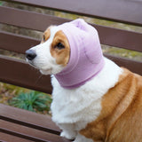 Dog Ear Muffs & No Shake Ear Wrap for Hematoma, Bathing, Drying, Swim& Noise Anxiety Relief- Elastic Ear Protector with Calming Hoodie Design for Grooming/Head Ear Cover(Purple ,L) In Australia - Darrahopens