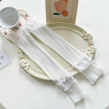 2 pairs Women's Long Tulle Gloves Lace Semi Sheer Ruffle Sleeves Fingerless Gloves Sunscreen Dress Costume Accessory