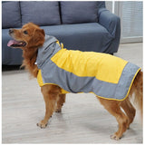 Dog Raincoat,Waterproof Rain Jacket for Medium Dogs,Adjustable Pet Rain Coat with Magic Sticker Closure,Raincoat with Hood,Perfect for Night Walking,Yellow,7