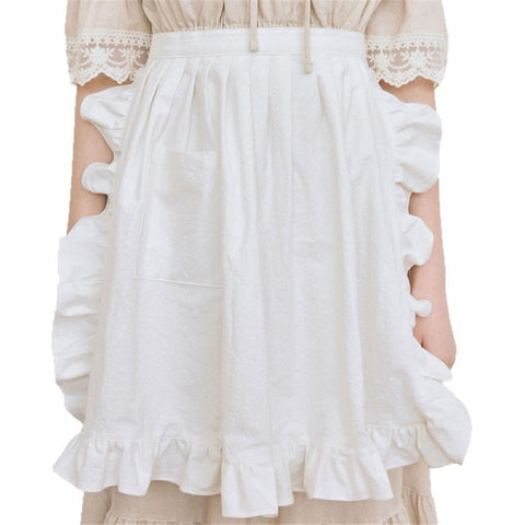 2 pack Waist Apron Cute Retro Vintage Half Apron Cooking Kitchen Ruffle Maid Apron with Pockets for Women