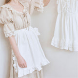 2 pack Waist Apron Cute Retro Vintage Half Apron Cooking Kitchen Ruffle Maid Apron with Pockets for Women