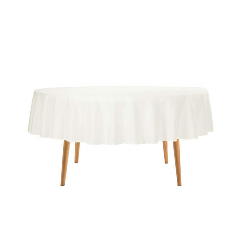 Round Tablecloth - 72 Inch Ivory Round Table Cloth for 24 to 48 Inch Round Tables - Heavy Duty Washable Fabric - for Buffet Table, Holiday Party, Dinner, Wedding & Baby Shower