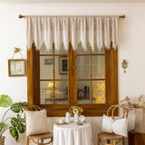 Retro Crochet Curtain Valance for Kitchen Window Curtain Tiers for Coffee Decor Rod Pocket Farmhouse Short Curtains for Room Divider 1 Panel Knitting Doorway Curtain 180*60cm