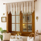 Retro Crochet Curtain Valance for Kitchen Window Curtain Tiers for Coffee Decor Rod Pocket Farmhouse Short Curtains for Room Divider 1 Panel Knitting Doorway Curtain 180*60cm