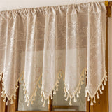 Retro Crochet Curtain Valance for Kitchen Window Curtain Tiers for Coffee Decor Rod Pocket Farmhouse Short Curtains for Room Divider 1 Panel Knitting Doorway Curtain 180*60cm