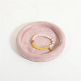Round Jewelry Organizer Plate, Top suede Jewelry Display Tray, Empty Jewelry Showcase Tray for Necklaces, Bracelets, Rings, Earrings (Pink-Small, 4.7 x 4.7 in)