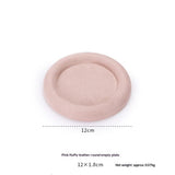 Round Jewelry Organizer Plate, Top suede Jewelry Display Tray, Empty Jewelry Showcase Tray for Necklaces, Bracelets, Rings, Earrings (Pink-Small, 4.7 x 4.7 in)
