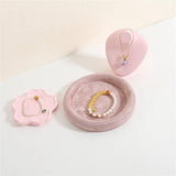 Round Jewelry Organizer Plate, Top suede Jewelry Display Tray, Empty Jewelry Showcase Tray for Necklaces, Bracelets, Rings, Earrings (Pink-Small, 4.7 x 4.7 in)