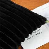 Fur Plush Lumbar Throw Pillow Covers 12x20 Set of 2, Luxury Soft Fluffy Striped Decorative Pillow Covers for Sofa, Couch, Living Room, Black（Only pillow cover）